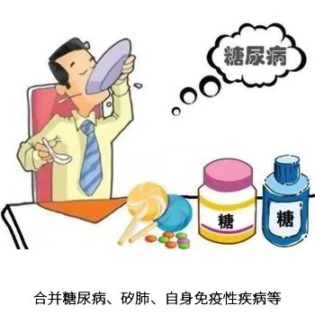 合并糖尿病、矽肺、自身免疫性疾病等。